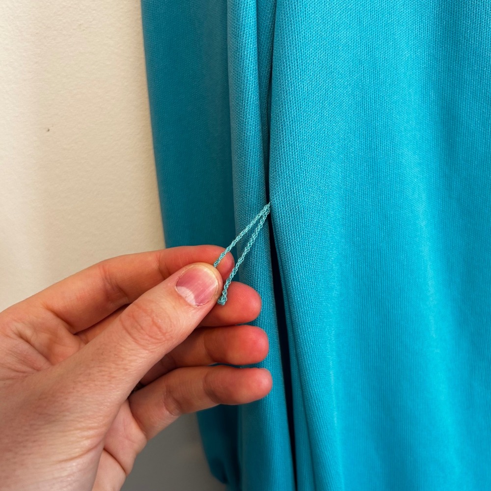 Vintage 70s Blue Dagger Collar Button Front Midi shirt-Dress Long Sleeve - Picture 6 of 7